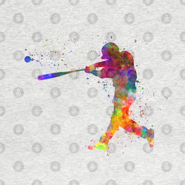 Baseball player in watercolor by PaulrommerArt